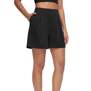NWT Ododos Shorts Womens small Modal Soft High Waist Wide Leg Pockets Black